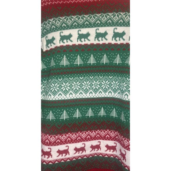 33 Degrees Cat Ugly Christmas Sweater Faux Fur Cat Wearing Glasses Sz L Party - Picture 4 of 9